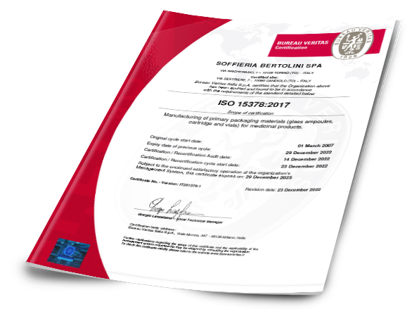 Soffieria Bertolini Certiticate ISO 15378-2017 Bureau Veritas