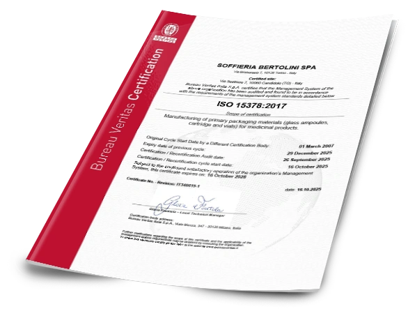 Certificate IT346619 - SOFFIERIA BERTOLINI S.P.A - ISO15378 - ENG
